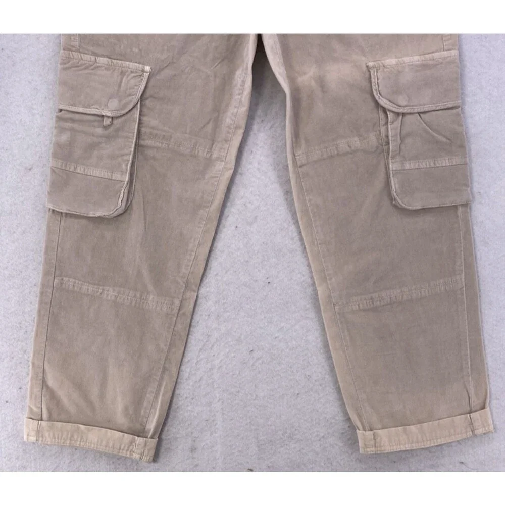 Free People Hard Crushin' Plush Cargo Pants 12 Ivory NWT High Rise Utility New